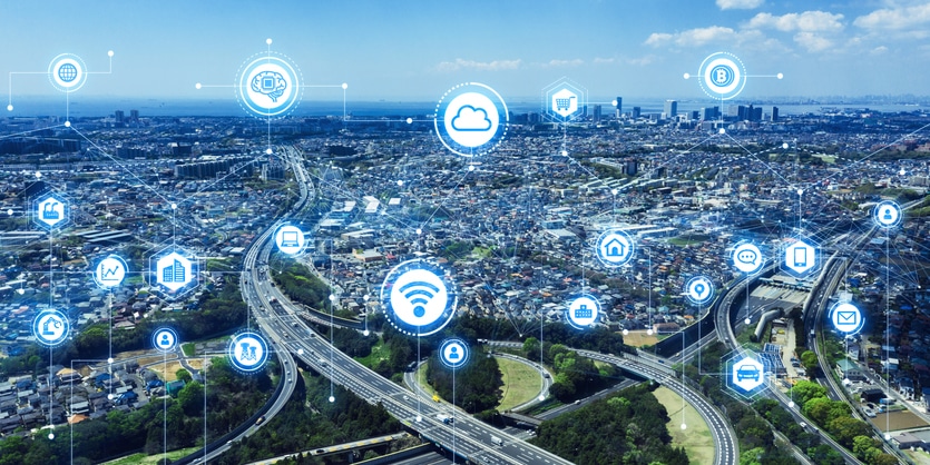 Communication Network Concept. Smart City.